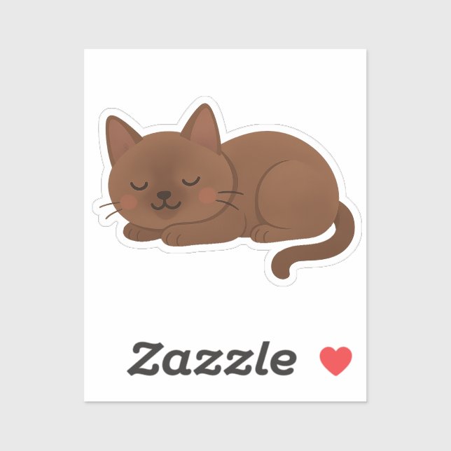 Chocolate Brown Cat – Adorable Sleeping Kitty Aufkleber (Blatt)