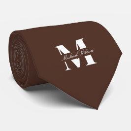 Chocolate Brown Custom Monogram Wedding Groomsmen Krawatte