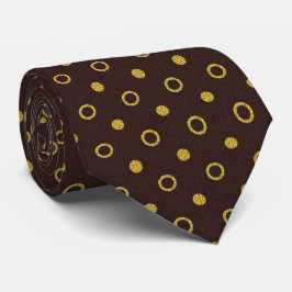 Chocolate Brown & Gold Polka Dot Krawatte