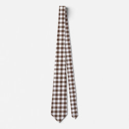 Chocolate Brown Plaid Gingham Neck Tie Krawatte