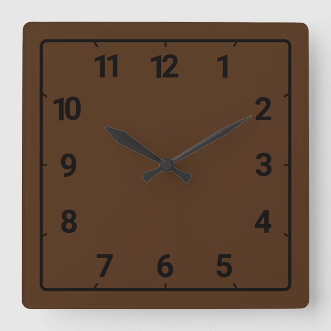 Chocolate brown quadratische wanduhr (Vorderseite)