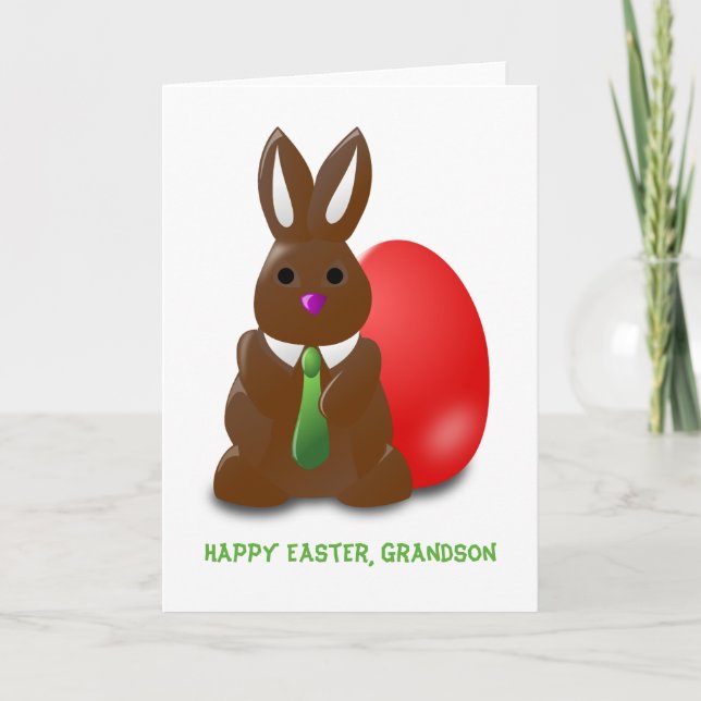 Chocolate Bunny Happy Oaster Grandson Feiertagskarte (Vorderseite)