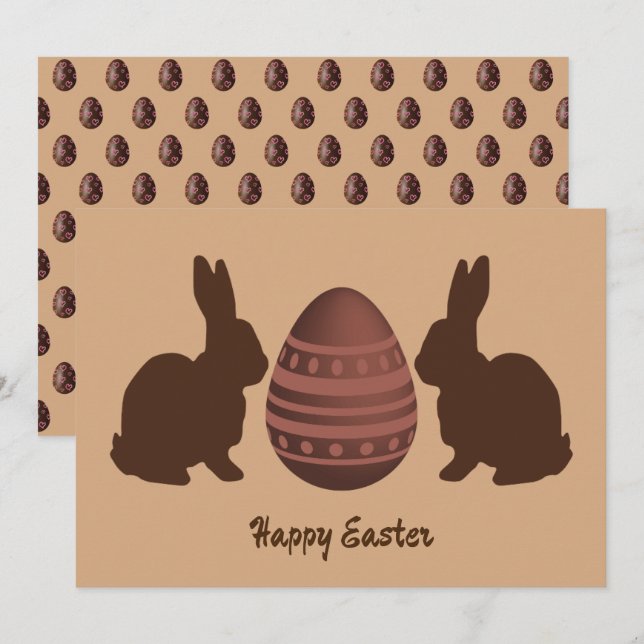 Chocolate Bunny Rabbit Happy Oaster Feiertagskarte (Vorne/Hinten)