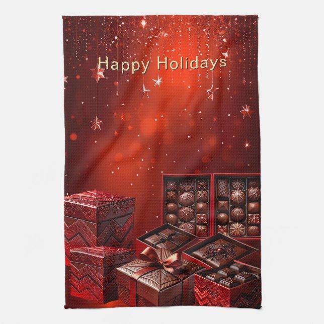 Chocolate Candy Holiday Kitchen Towel Geschirrtuch (Vertikal)