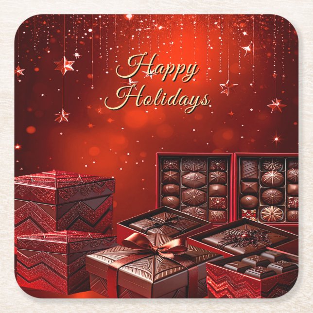 Chocolate Candy Holiday Paper Coaster Rechteckiger Pappuntersetzer (Vorderseite)