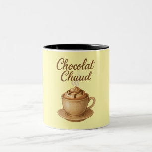 Chocolate Chaud Hot Chocolate Illustration Zweifarbige Tasse