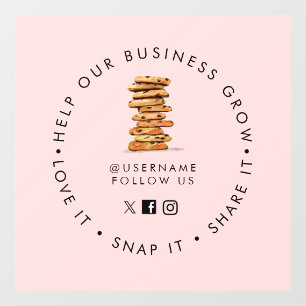 Chocolate Chip Cookie Bakery Social Media folgen Fensteraufkleber