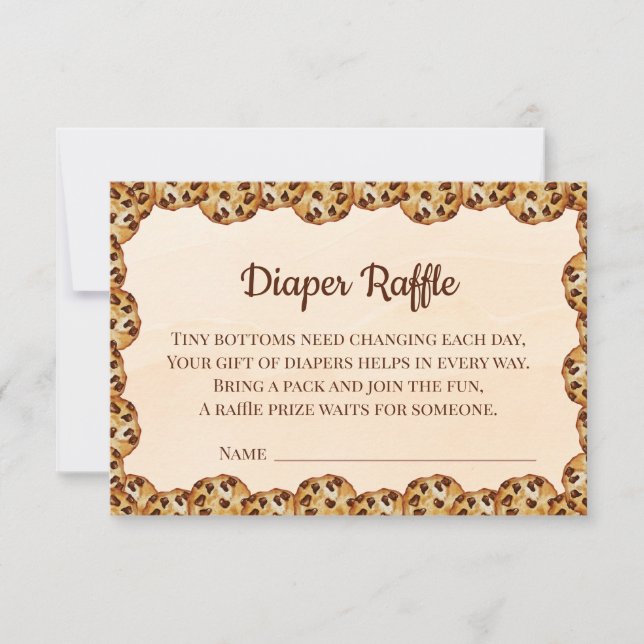 Chocolate Chip Cookie Diaper Raffle Card | Sweet Dankeskarte (Vorderseite)