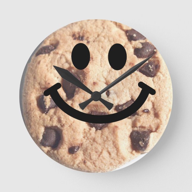 Chocolate Chip Cookie Face Clock Runde Wanduhr (Vorderseite)