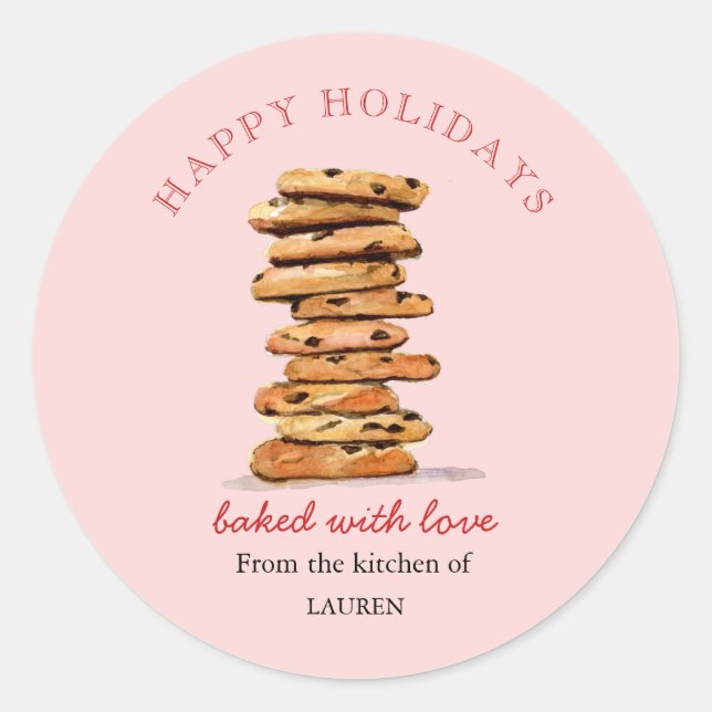Chocolate Chip Cookie Happy Holidays Runder Aufkleber (Vorderseite)