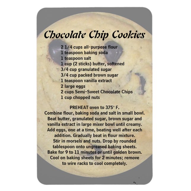 Chocolate Chip Cookie Rezept Magnet (Vertikal)
