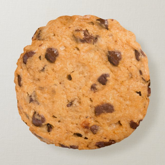 Chocolate Chip Cookie Rundes Kissen (Vorderseite)