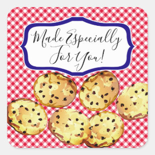 Chocolate Chip Cookies Gingham Baker Quadratischer Aufkleber