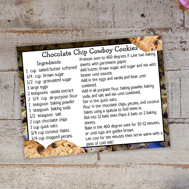 Chocolate Chip Cowboy Cookies Rezept Card Postkarte (Von Creator hochgeladen)