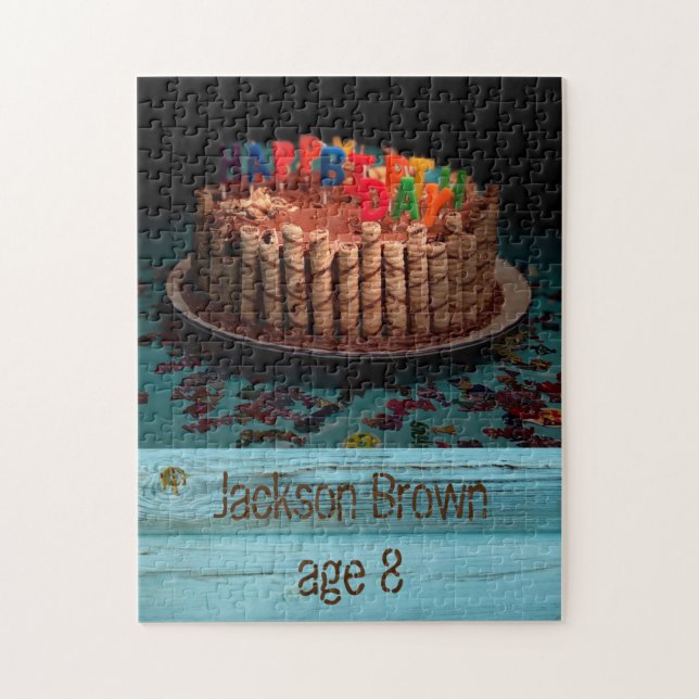 Chocolate Cookies Fancy Birthday Cake Candles Puzzle (Vertikal)