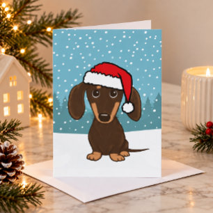 Chocolate-Dackel-Santa-Süßer-Hund-Weihnachten Feiertagskarte