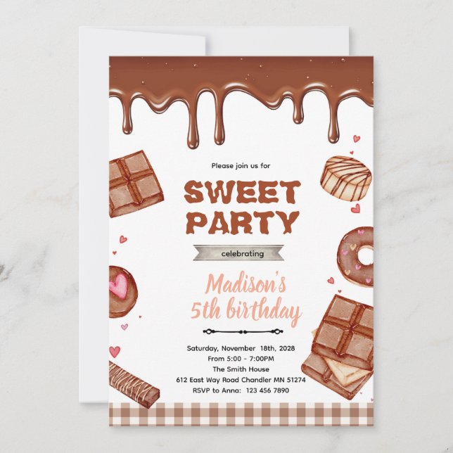 Chocolate dessert theme party invitation einladung (Vorderseite)