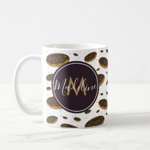 Chocolate Donut Pattern Food Monogram Kaffeetasse
