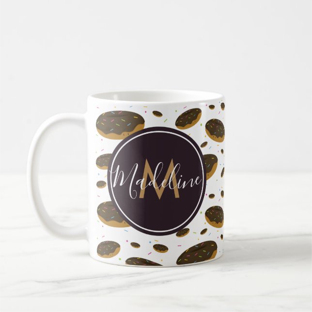 Chocolate Donut Pattern Food Monogram Kaffeetasse (Links)