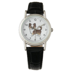 Chocolate Dreifarben Langhaar Chihuahua Süßer Hund Armbanduhr