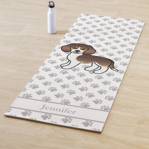 Chocolate-Dreifarbiger Beagle Süßer Cartoon-Hund & Yogamatte