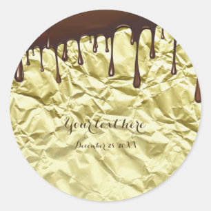 Chocolate-Drip-Effekt-Faux-Goldfolien-Verpackung P Runder Aufkleber