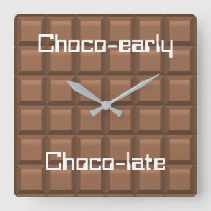 Chocolate Early & Late Quadratische Wanduhr