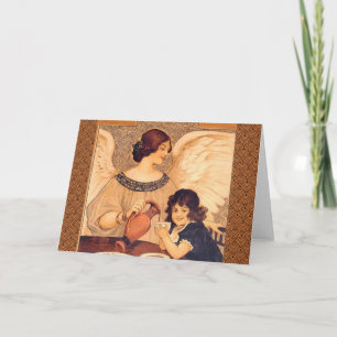 Chocolate-Engel Französisch Antik Feiertagskarte