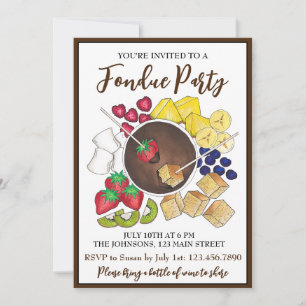 Chocolate Fondue Dessert Party Obstkuchen Berries Einladung