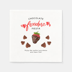 Chocolate Fondue Fiesta Strawberry Hearts Birthday Serviette