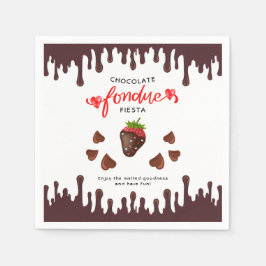 Chocolate Fondue Fiesta Strawberry Hearts Birthday Serviette