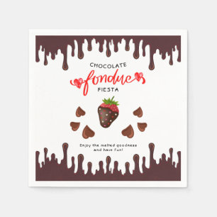 Chocolate Fondue Fiesta Strawberry Hearts Birthday Serviette