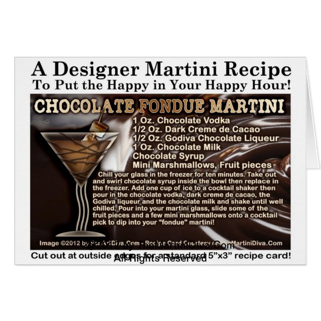 Chocolate Fondue Martini Rezept Grußkarte (Vorderseite (Horizontal))