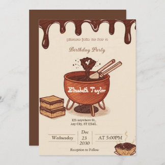 Chocolate Fondue Party Invitation – Sweet & Cozy  Einladung