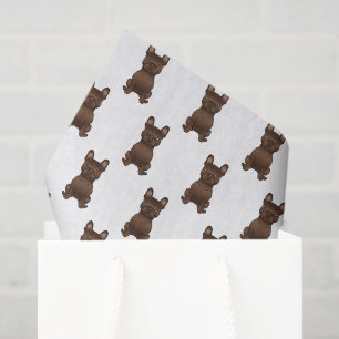 Chocolate-Französische-Bulldogge / Frenchie-Hundem Seidenpapier