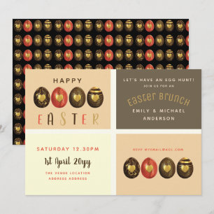 Chocolate-Gold-Bronze-Oster-Brunch-Ostereiersuche Einladung