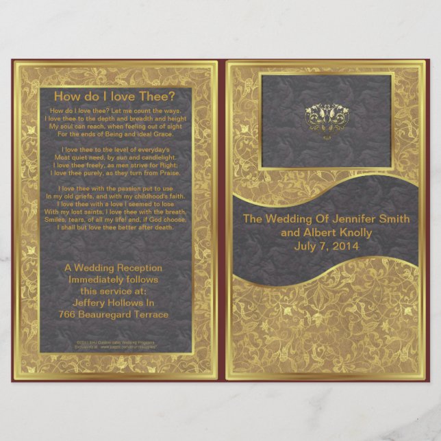 Chocolate Gold Deluxe Wedding Program (Vorderseite)