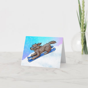 Chocolate Goldendoodle DoodleMoji  Karte