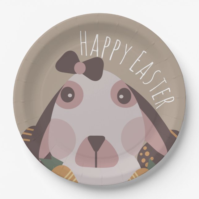 Chocolate Happy Oaster Eggs Bunny Carrots Pappteller (Vorderseite)