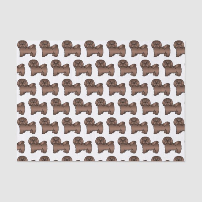 Chocolate Havanese Niedlich Cartoon Dog Muster Seidenpapier (Vorderseite)