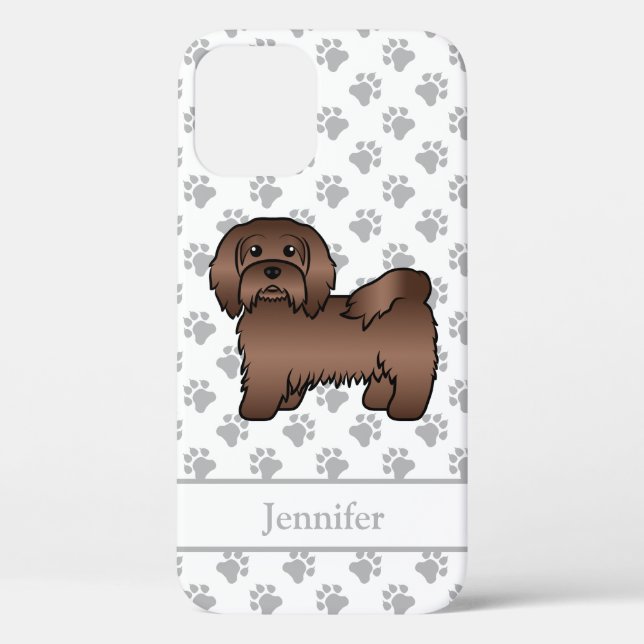 Chocolate Havanese Niedlich Cartoon Dog & Name Case-Mate iPhone Hülle (Rückseite)