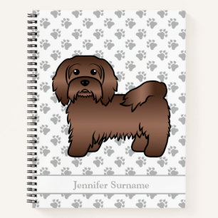 Chocolate Havanese Niedlich Cartoon Dog & Name Notizbuch