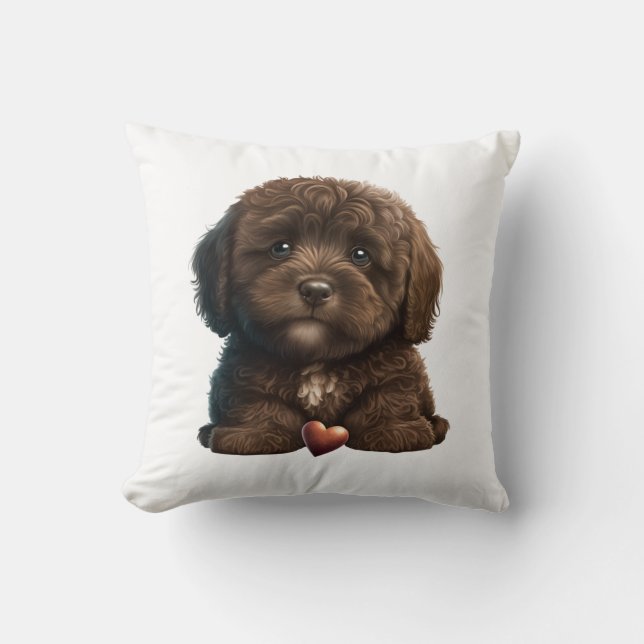 Chocolate Havanese Puppy Liebe Design by HavaHug Kissen (Vorderseite)