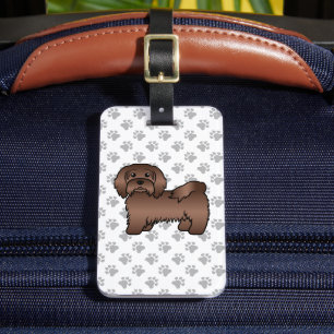 Chocolate Havanese Süßer Cartoon-Hund & Benutzerde Gepäckanhänger