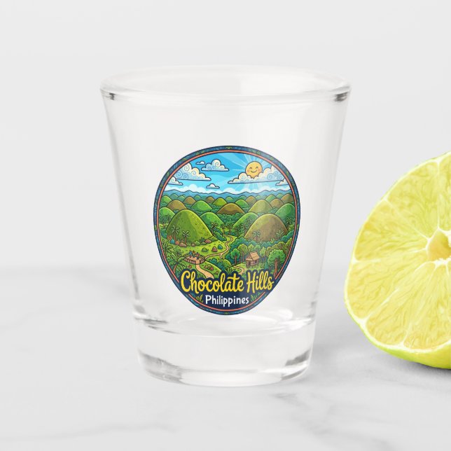 Chocolate Hills Philippinen Schnapsglas (Vorderseite)