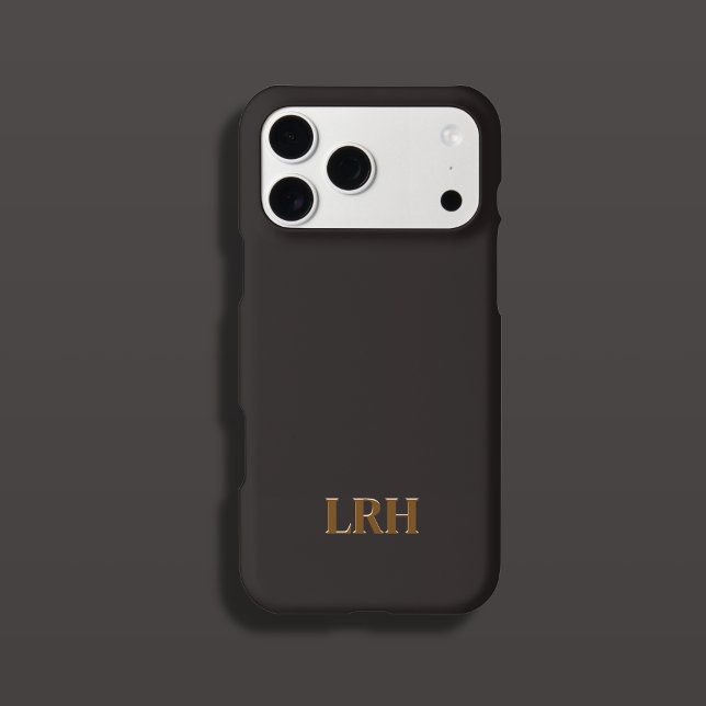 Chocolate Honey Minimalist Initial Monogram  iPhone Hülle (Dark Brown Monogram Inital Phone Case
)