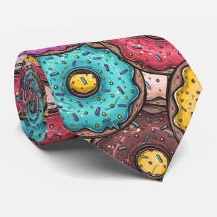 Chocolate Iced Sprinkles Doughnuts Neck Tie Krawatte