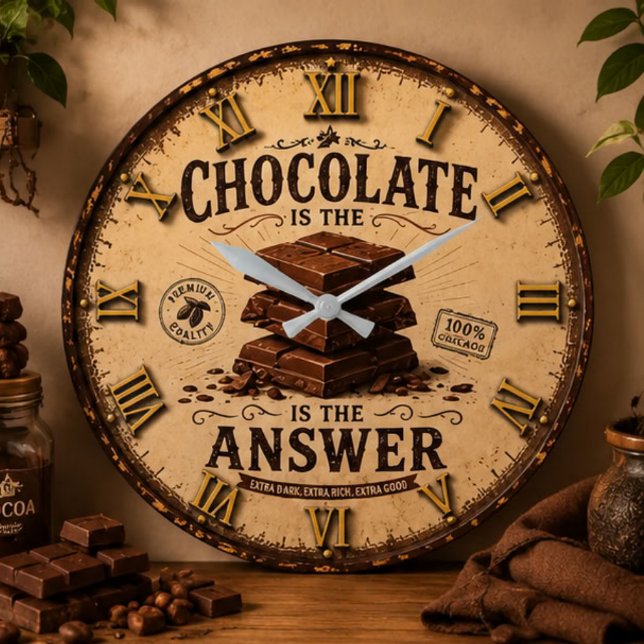  Chocolate Is the Answer Kitchen Decor for Bakers Große Wanduhr (Von Creator hochgeladen)