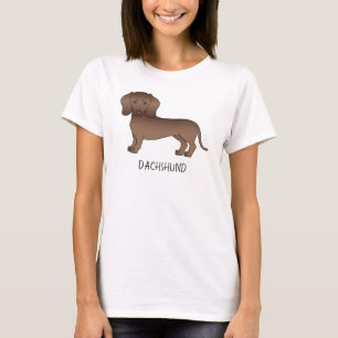 Chocolate Kurzhaar-Dackel-Cartoon-Hund & Text T-Shirt