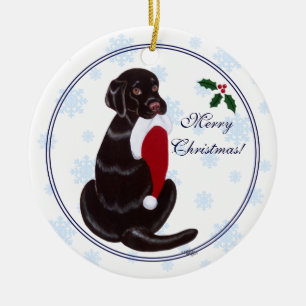 Chocolate Lab Weihnachtsmann Mütze Schneeflocke Keramikornament